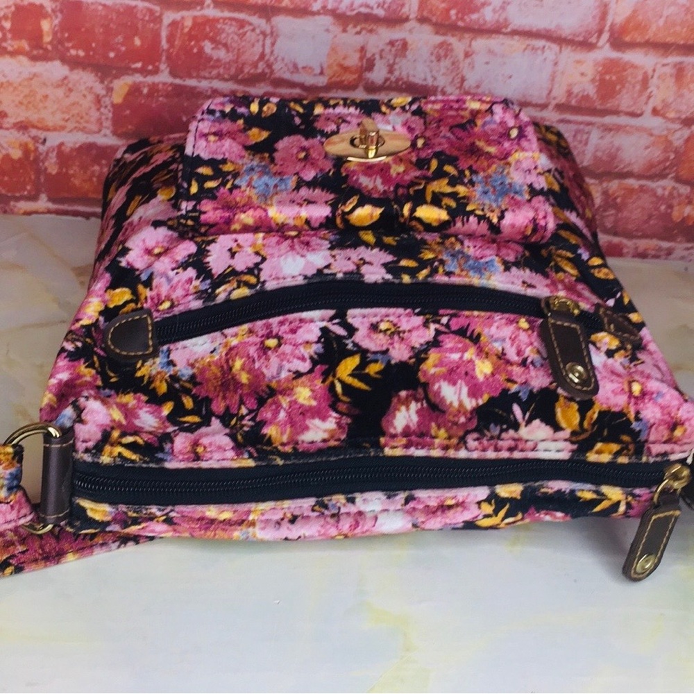 Soft Pink Velvet Floral Print Crossbody Bag - Picture 8 of 9